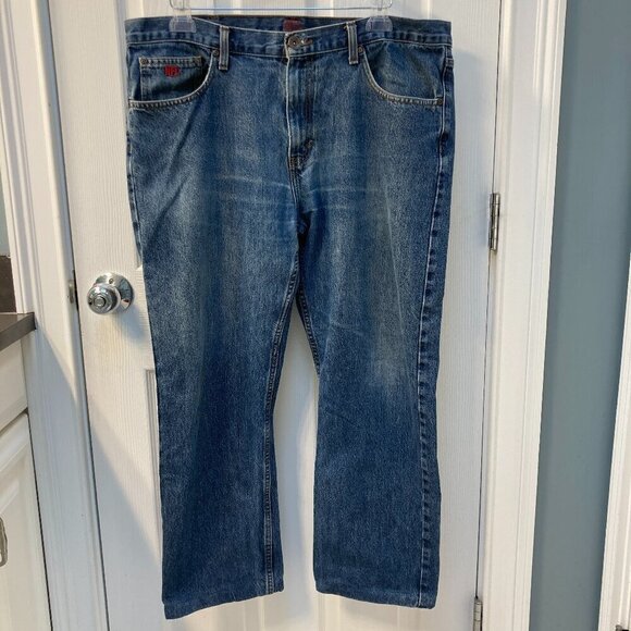 New England Patriots Gridiron Classics Denim Jeans Indigo Sports Size 38x30 - Picture 1 of 11